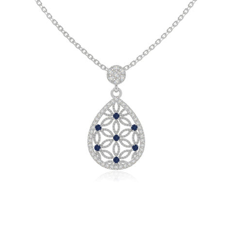 natural blue-sapphire infinity love knot necklaces in sterling silver 