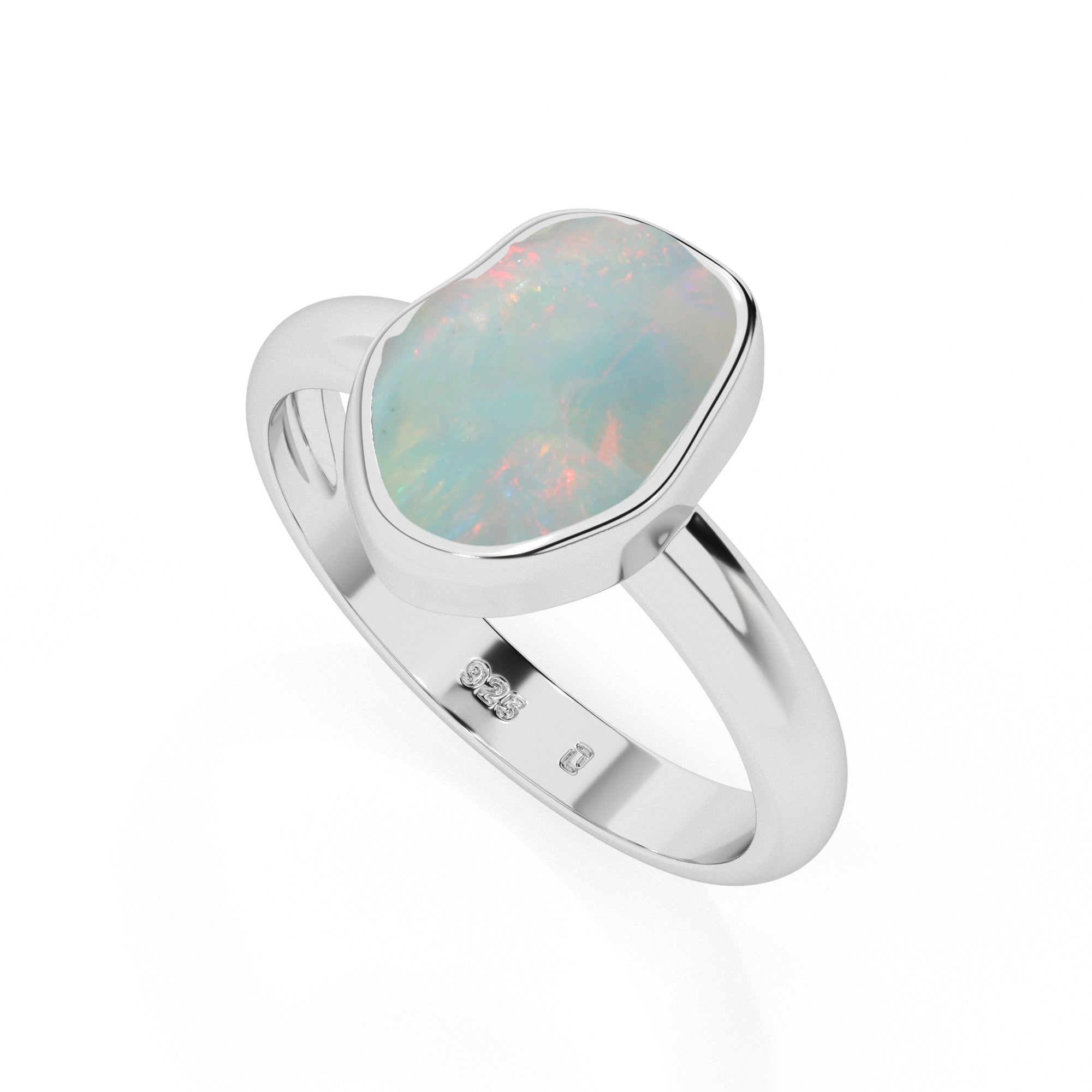 ethiopian-opal rough shape stackable bezel-set ring