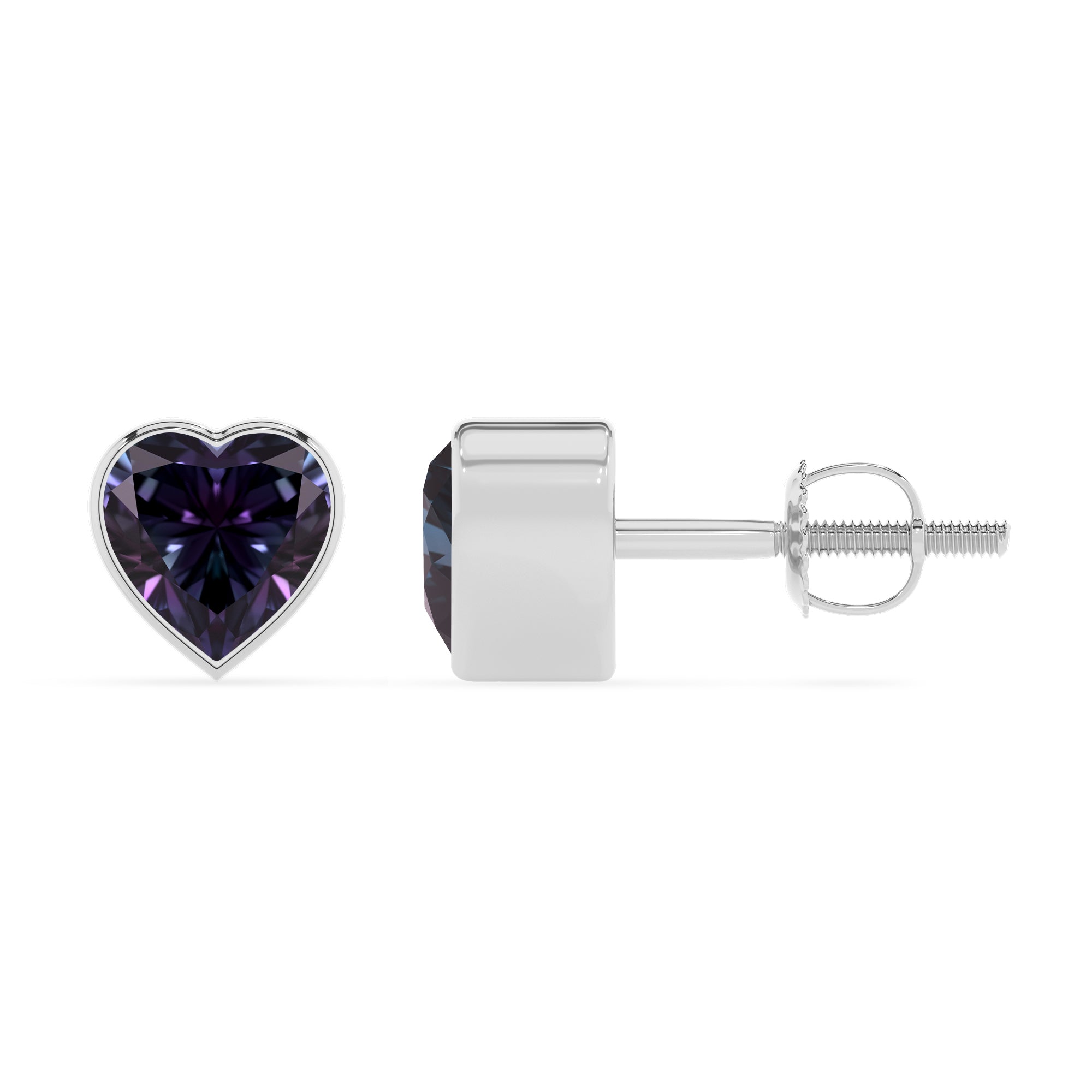 lab grown alexandrite heart stud earrings 