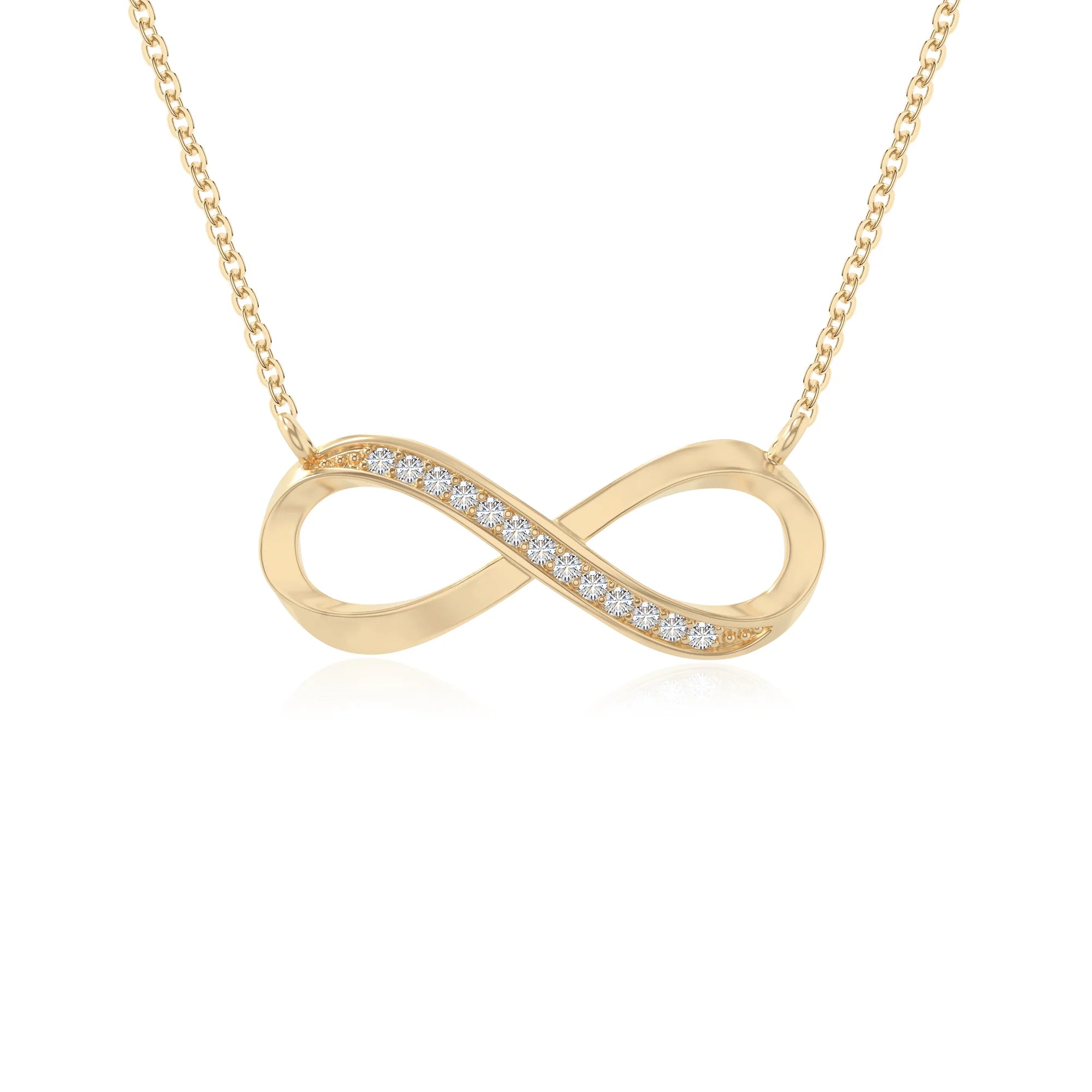 moissanite infinity necklaces in yellow gold vermeil 