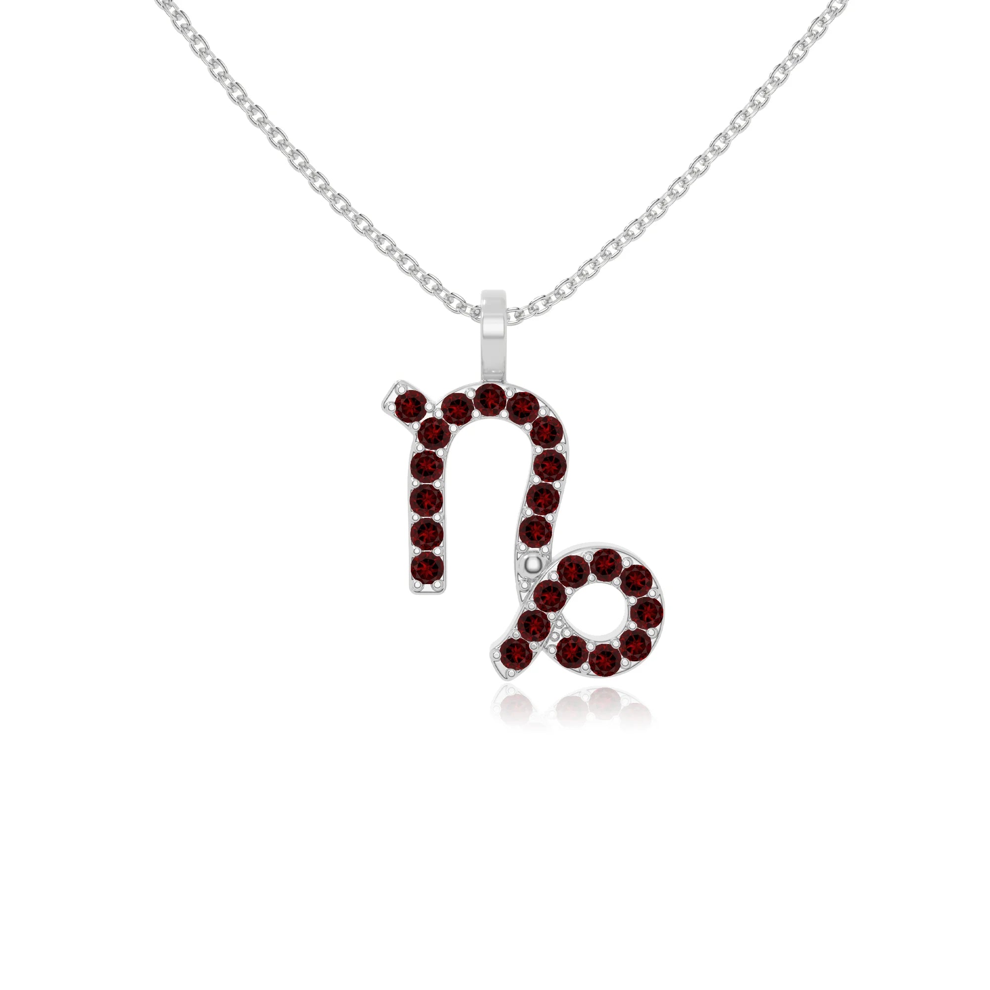 natural garnet capricorn zodiac necklaces in sterling silver 