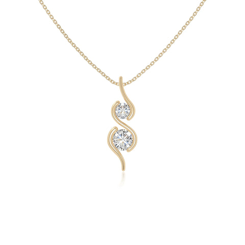 moissanite 2 stone infinity necklaces in yellow gold vermeil 