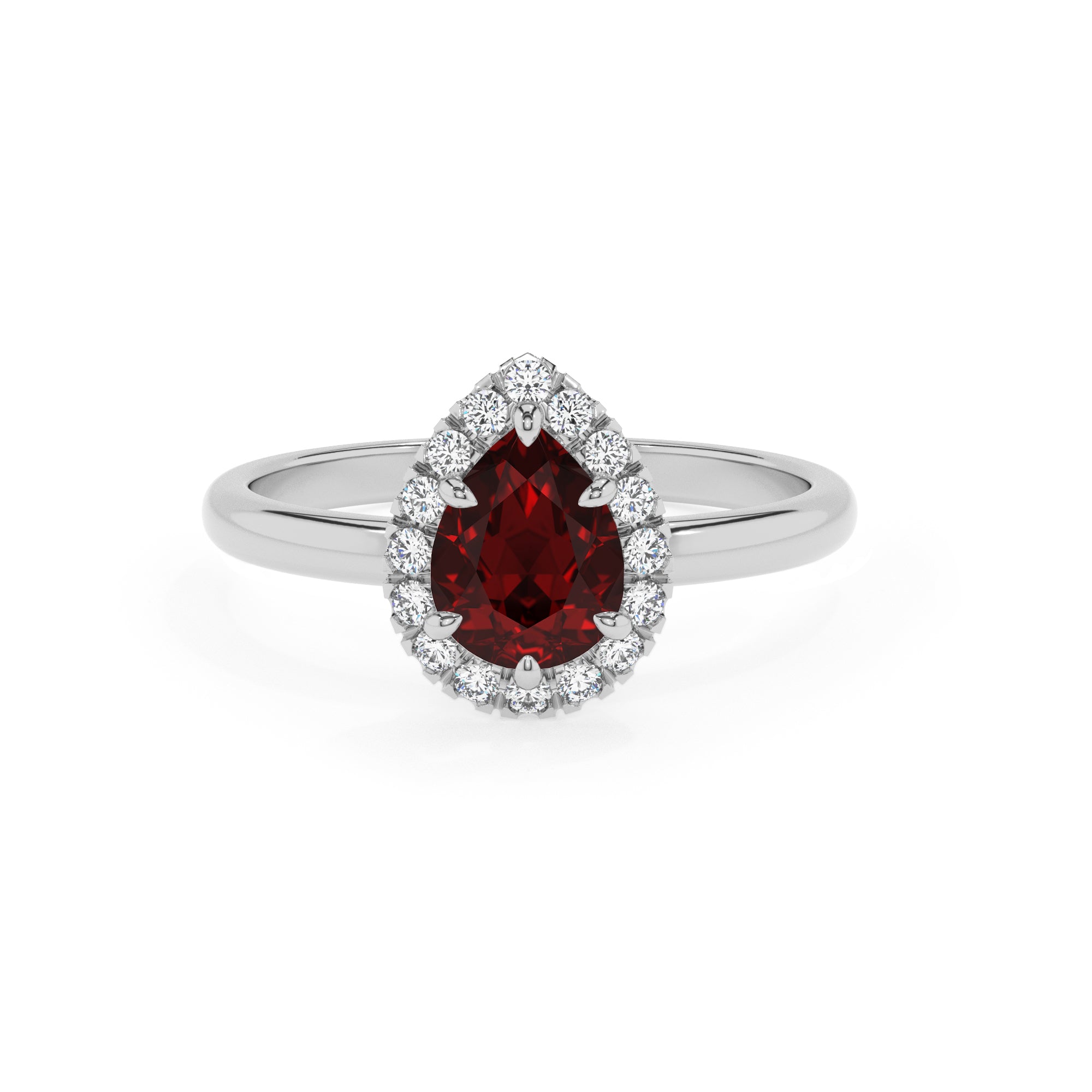 natural garnet pear halo solitaire engagement ring