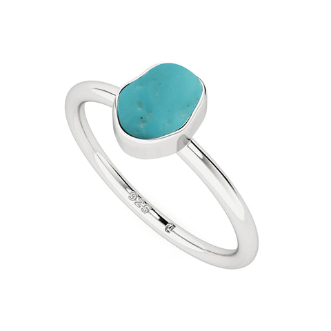 turquoise rough shape stackable bezel-set ring