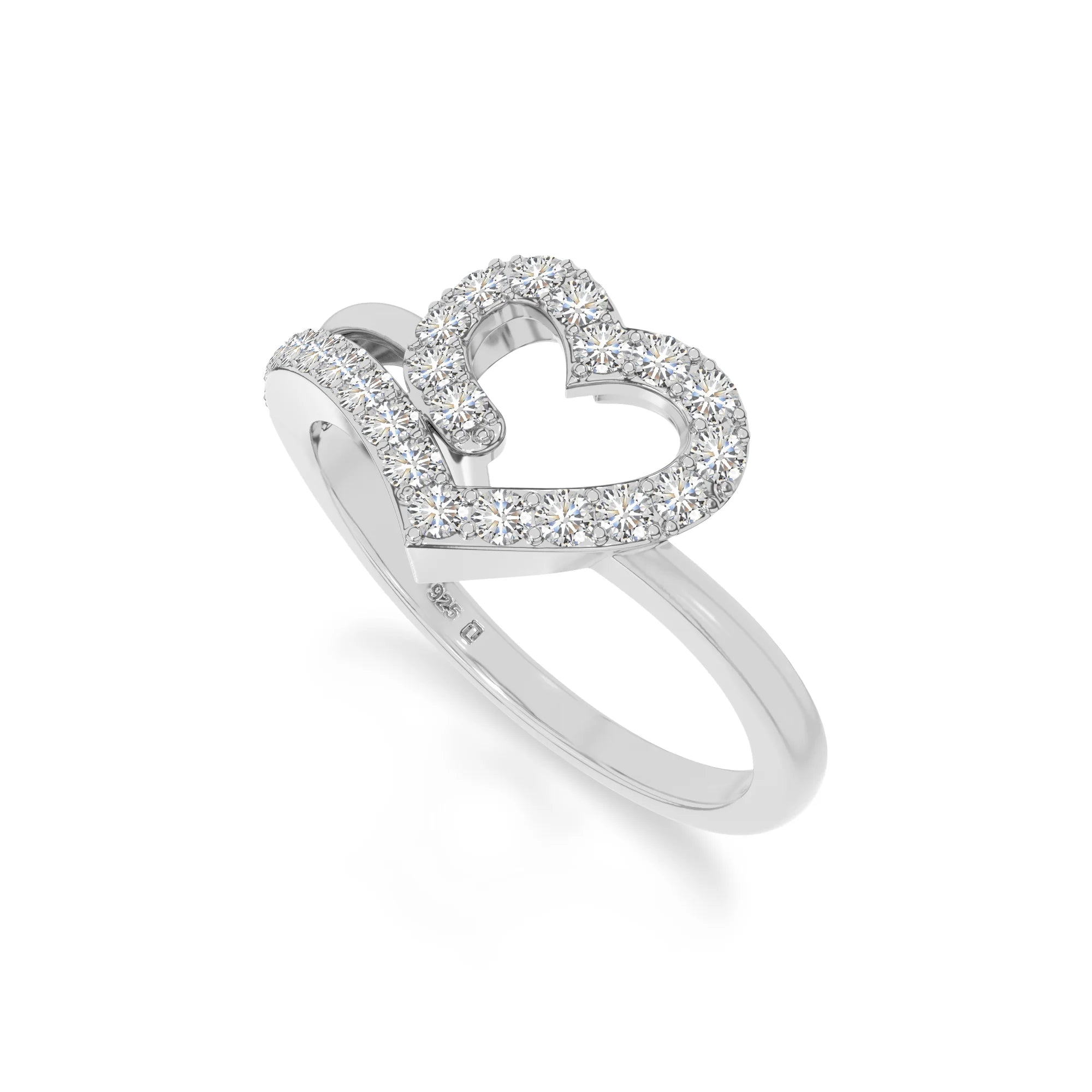 natural moissanite heart promise rings in sterling silver 