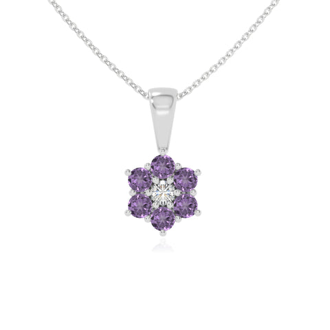 natural amethyst flower necklaces in sterling silver 