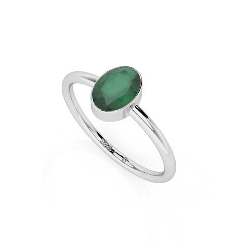 emerald oval cut stackable bezel-set ring