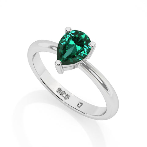 emerald pear cut solitaire prong-set ring