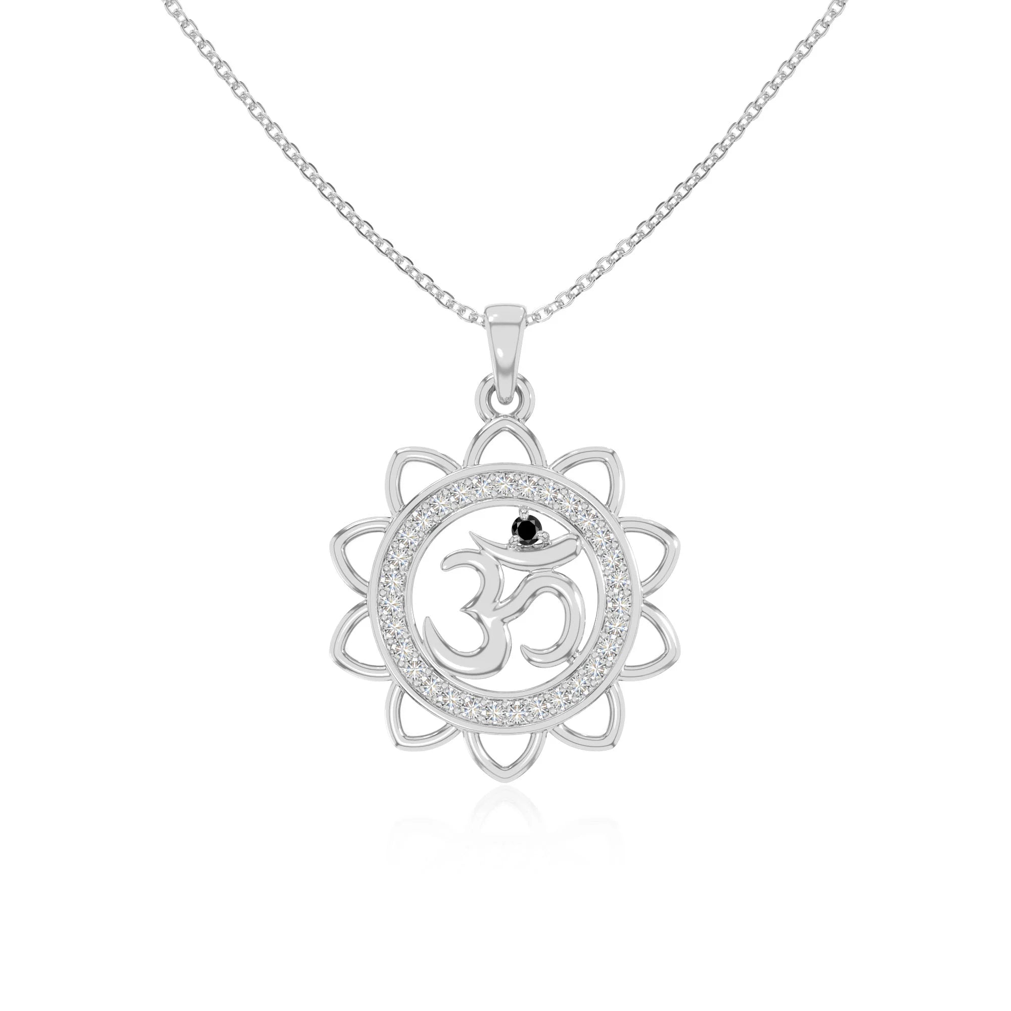 natural black-onyx om symbol necklaces in sterling silver 