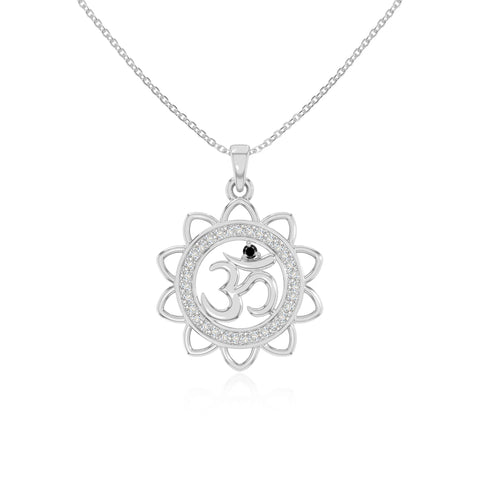 natural black-onyx om symbol necklaces in sterling silver 