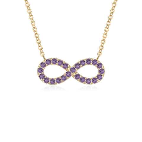 natural amethyst infinity necklaces in yellow gold vermeil 