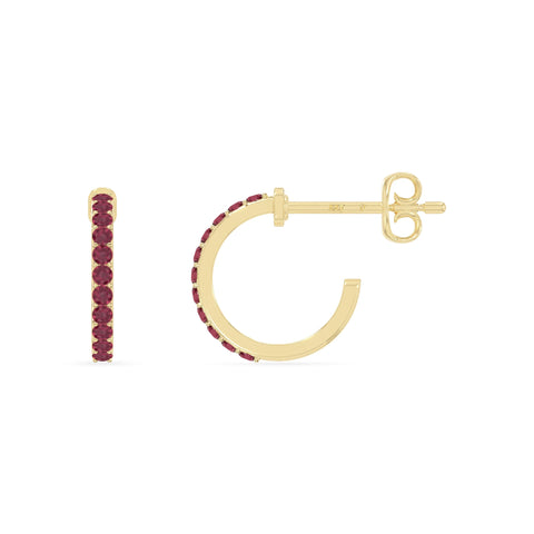 natural ruby hoop earrings in yellow gold vermeil 