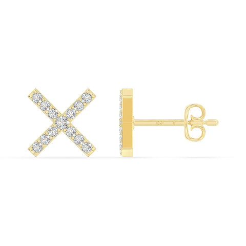 moissanite x stud earrings in yellow gold vermeil 