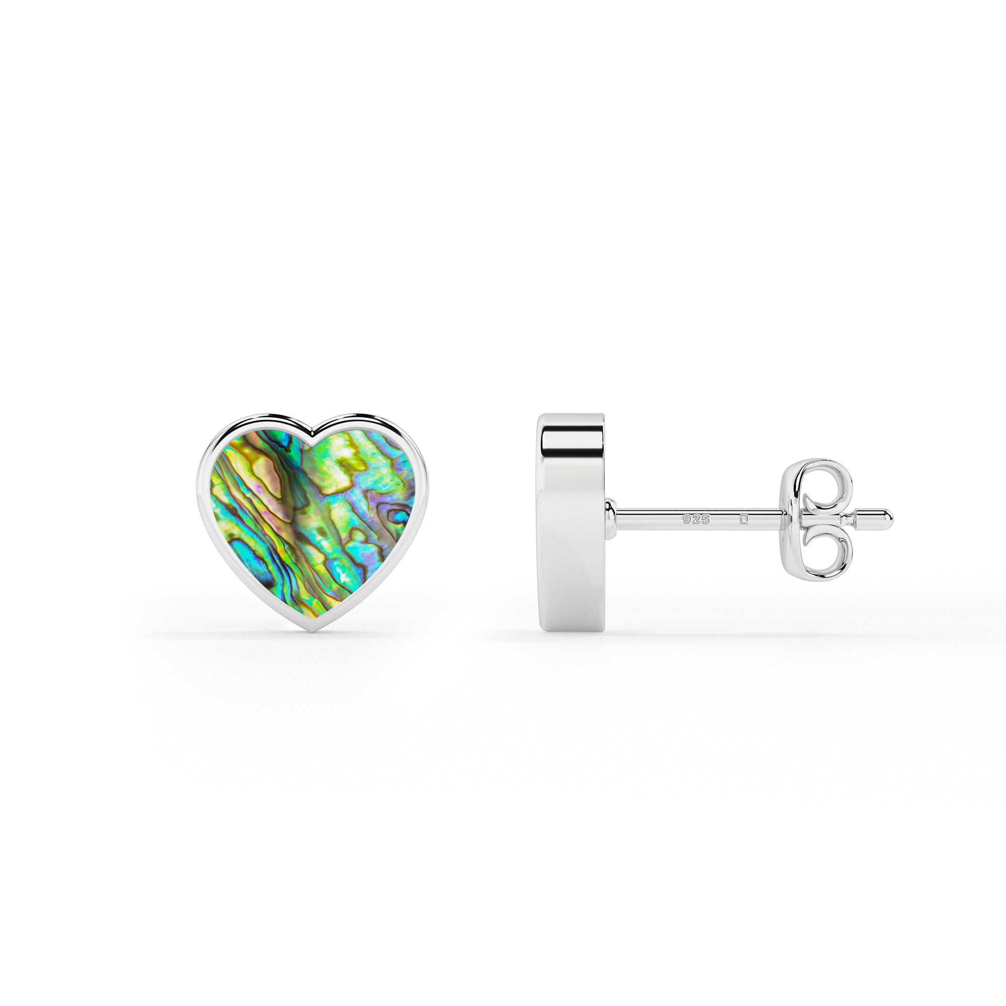 natural abalone heart shape stud earrings