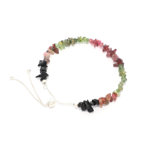 natural multi-tourmaline rough shape bolo bracelet