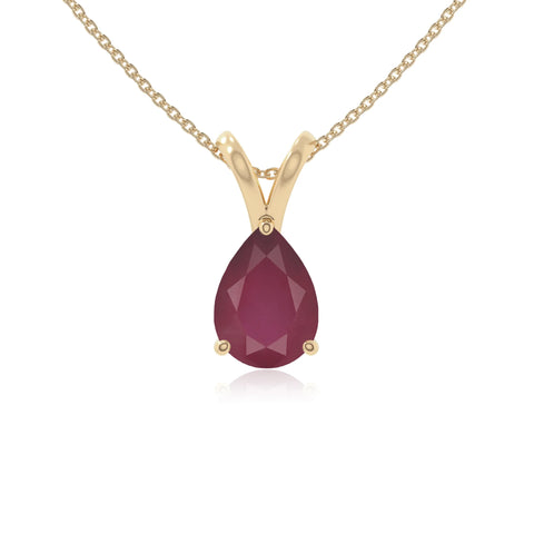 natural ruby v-bale solitaire necklaces in yellow gold vermeil 