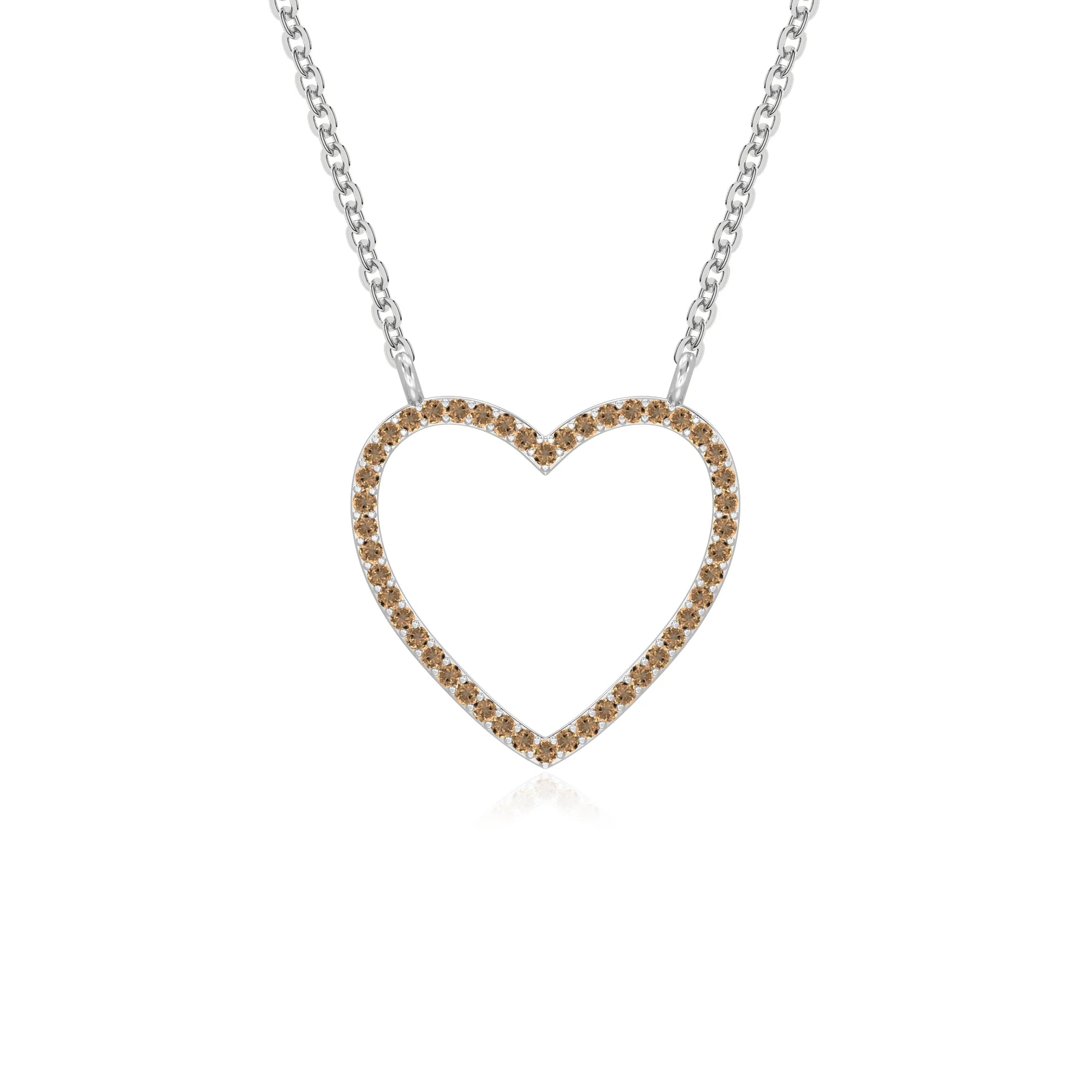 natural citrine heart necklaces in sterling silver 