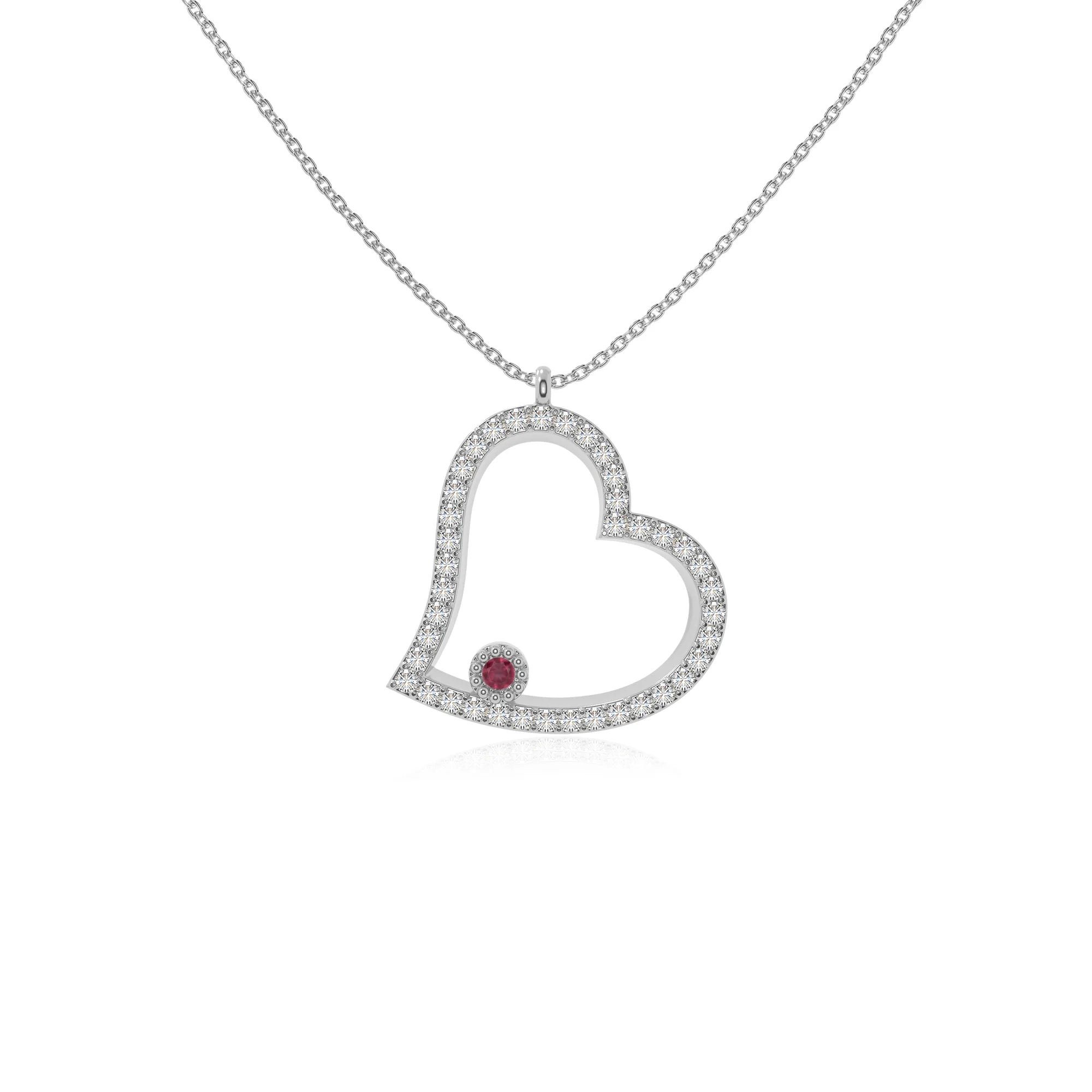 natural ruby heart necklaces in sterling silver 