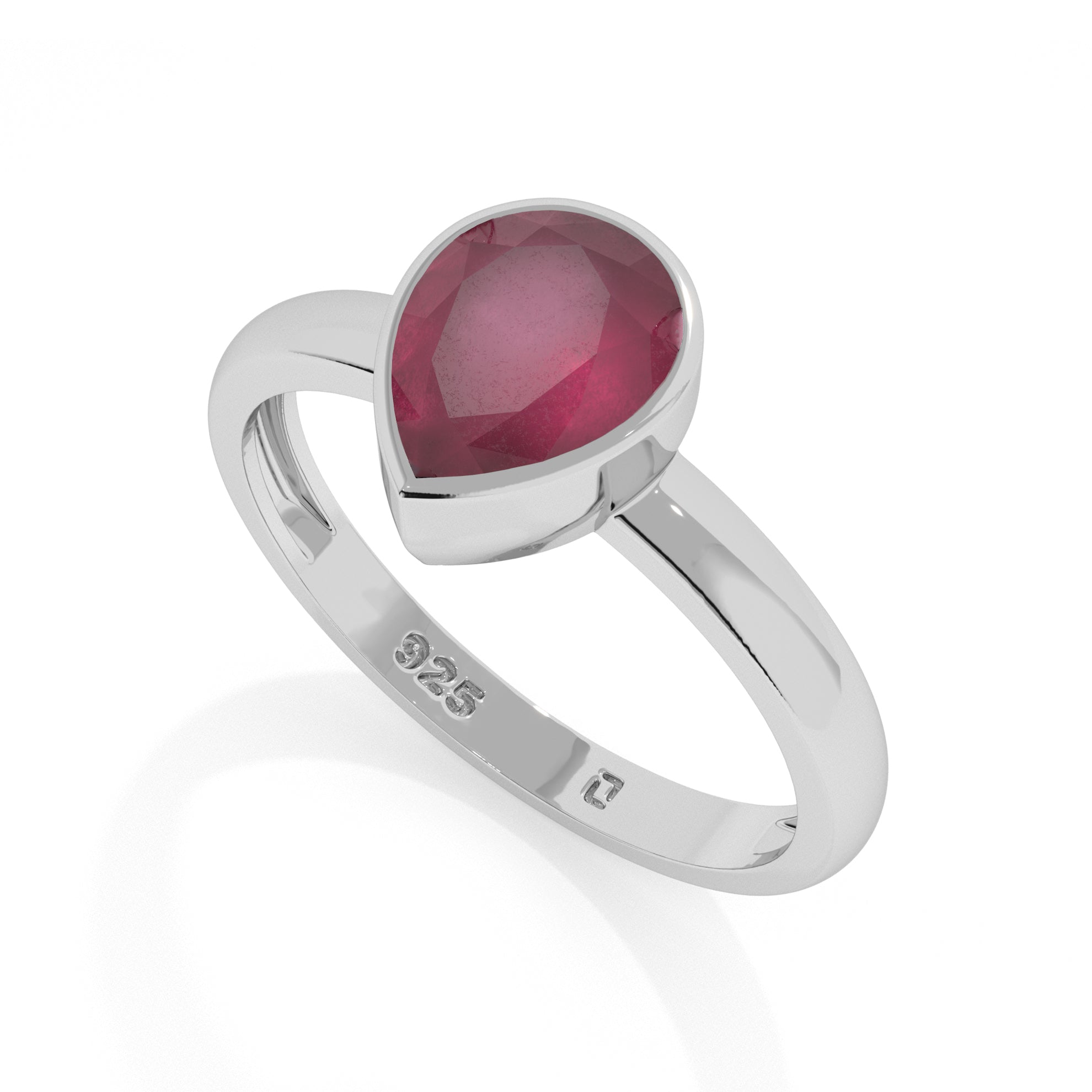 ruby pear cut stackable bezel-set ring