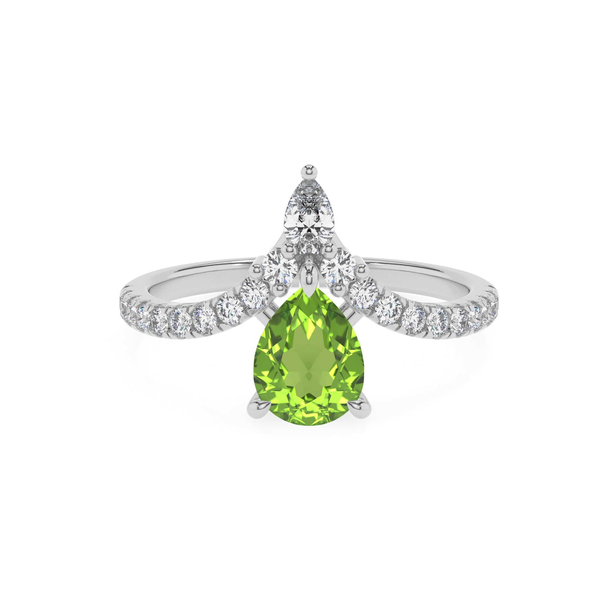 natural peridot pear solitaire engagement ring