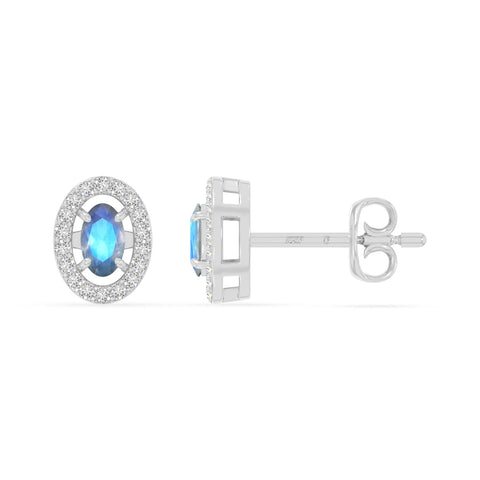natural labradorite halo stud earrings in sterling silver 