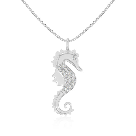 moissanite sea horse necklaces in sterling silver 
