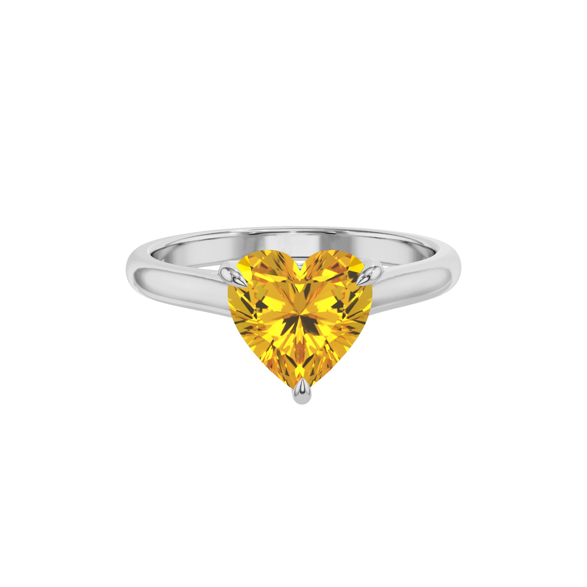 lab grown yellow sapphire heart solitaire engagement ring