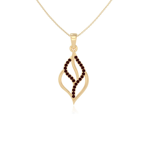 natural garnet leaf necklaces in yellow gold vermeil 