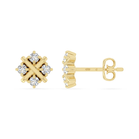 moissanite flower stud earrings in yellow gold vermeil 