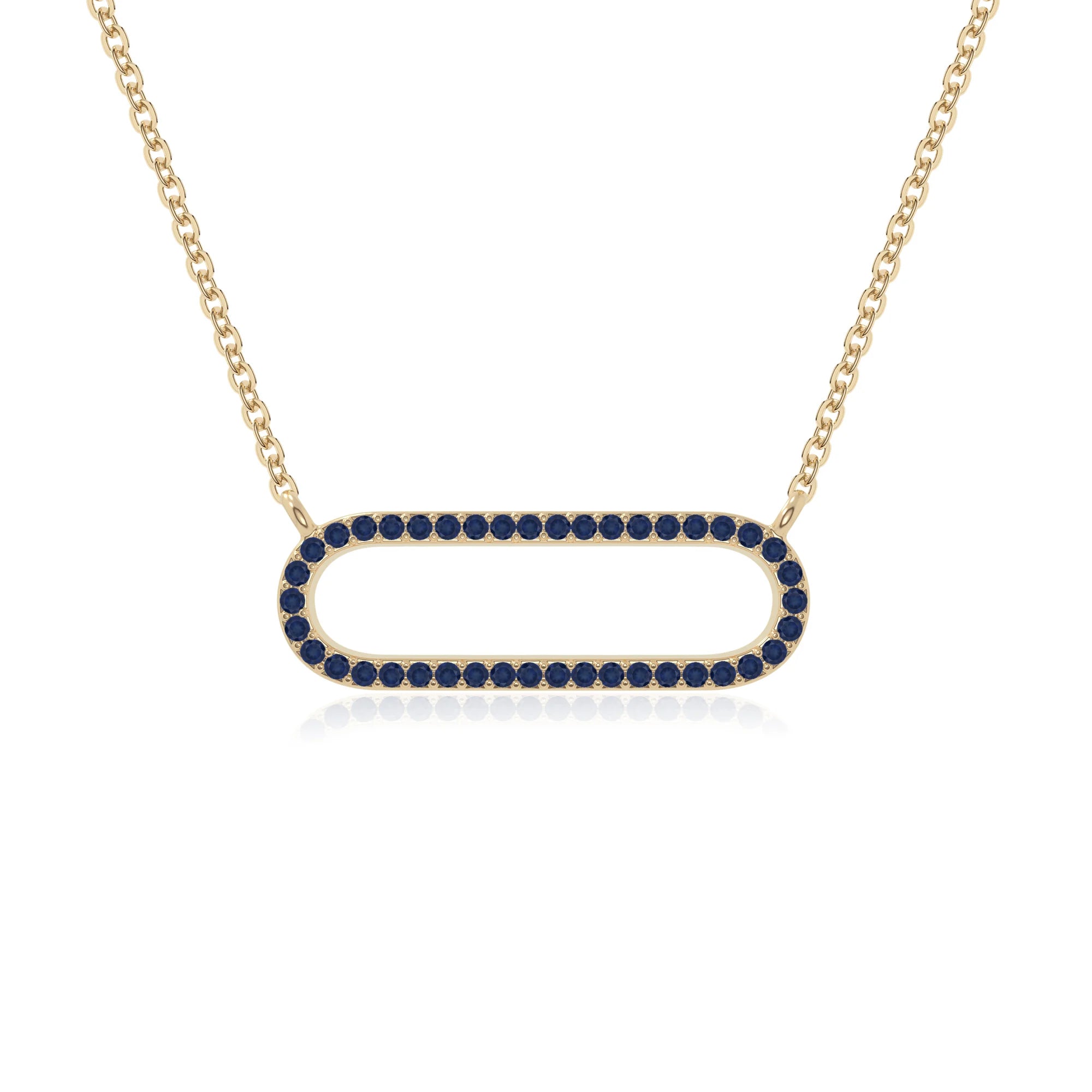 natural blue-sapphire oval paperclip necklaces in yellow gold vermeil 