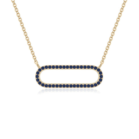 natural blue-sapphire oval paperclip necklaces in yellow gold vermeil 