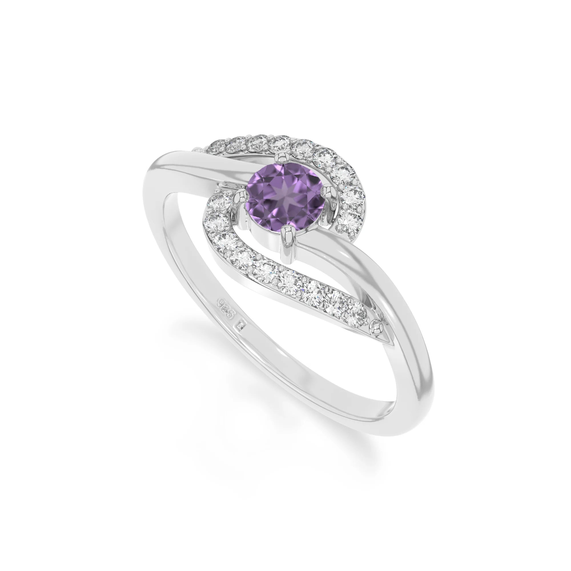 natural amethyst infinity solitaire rings in sterling silver 