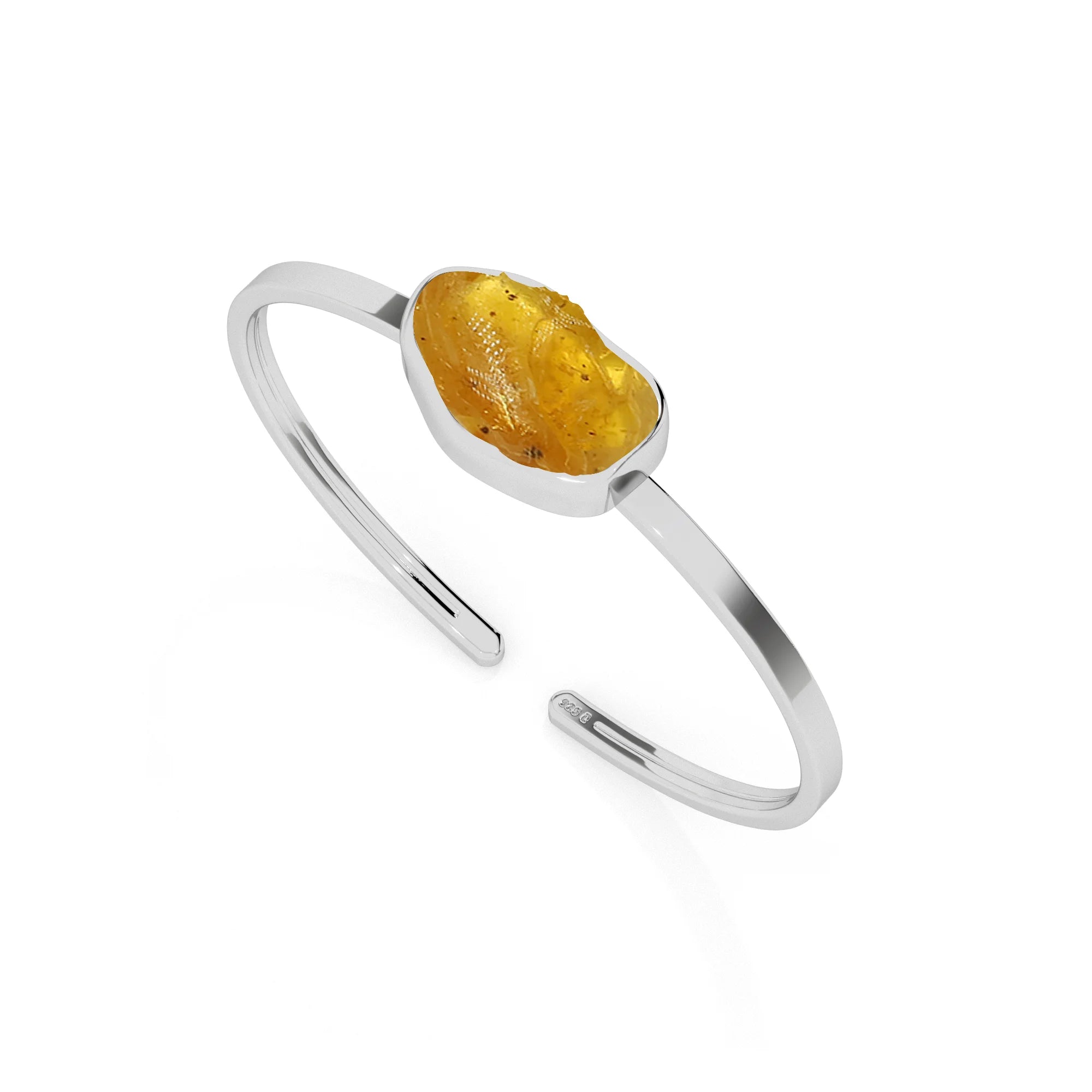 natural amber rough shape twister bracelet