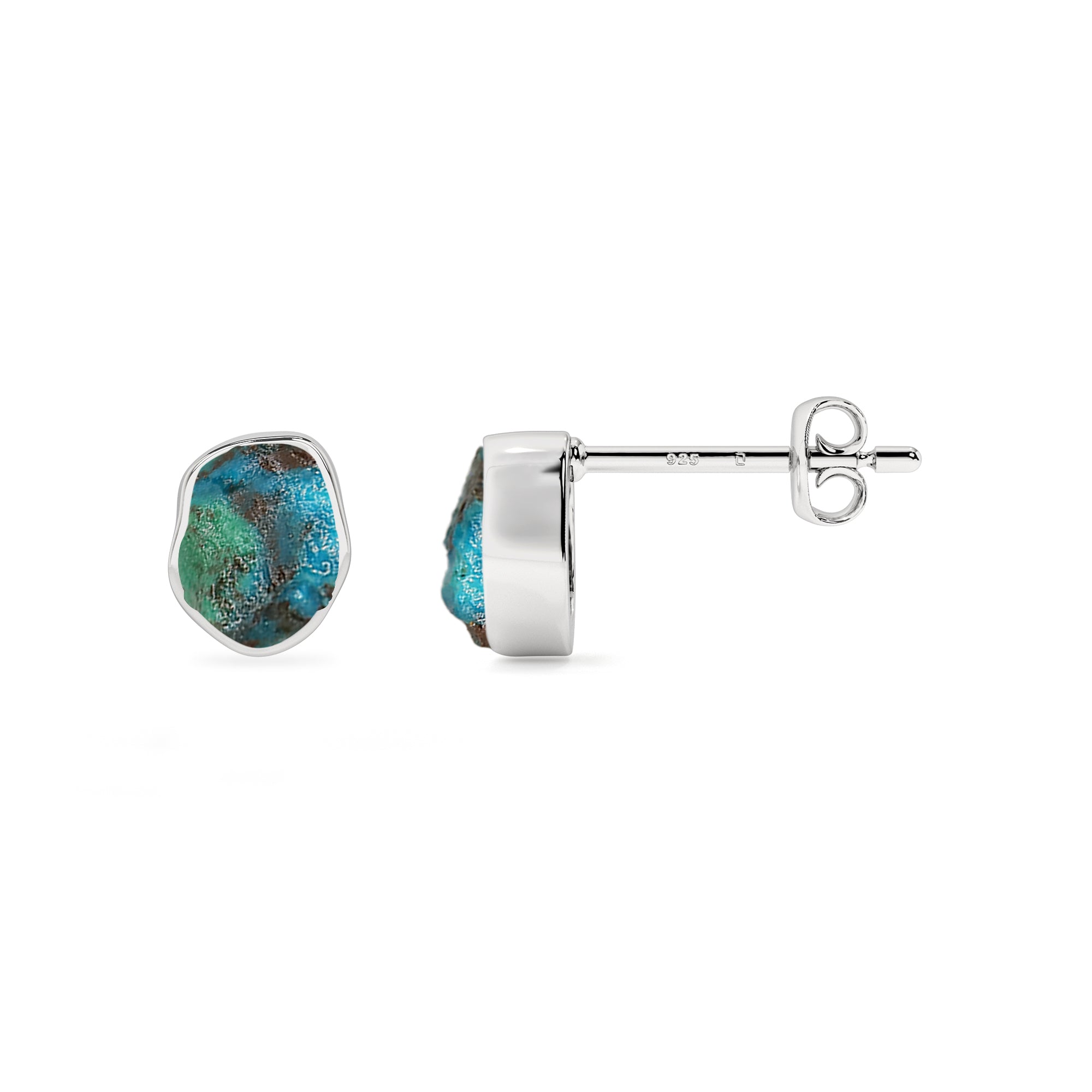 natural chrysocolla rough shape stud earrings