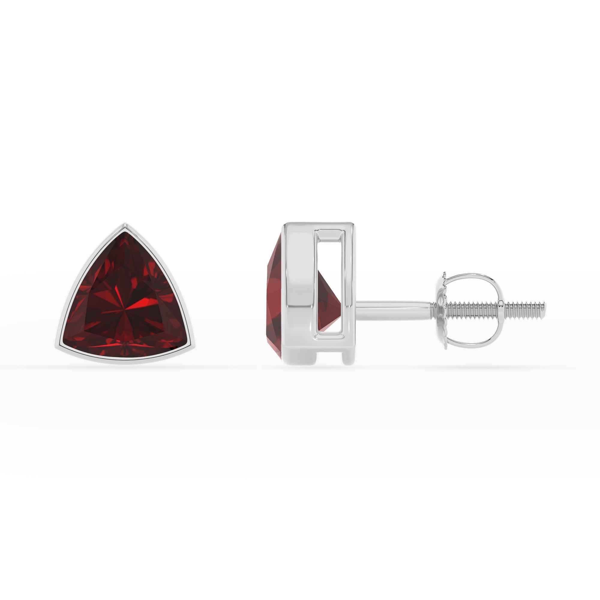 natural garnet trillion stud earrings 