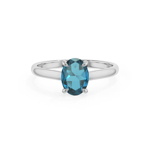 natural london blue topaz oval solitaire engagement ring