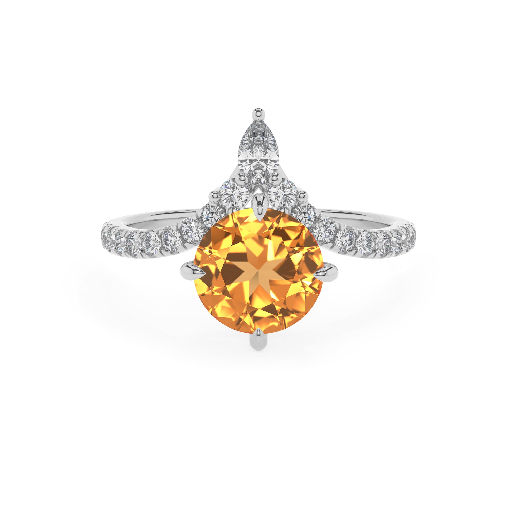 lab-grown citrine round solitaire engagement ring