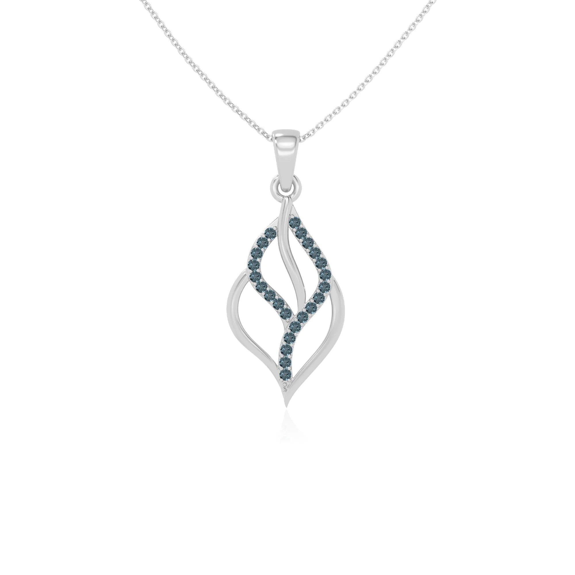 natural london-blue-topaz leaf necklaces in sterling silver 