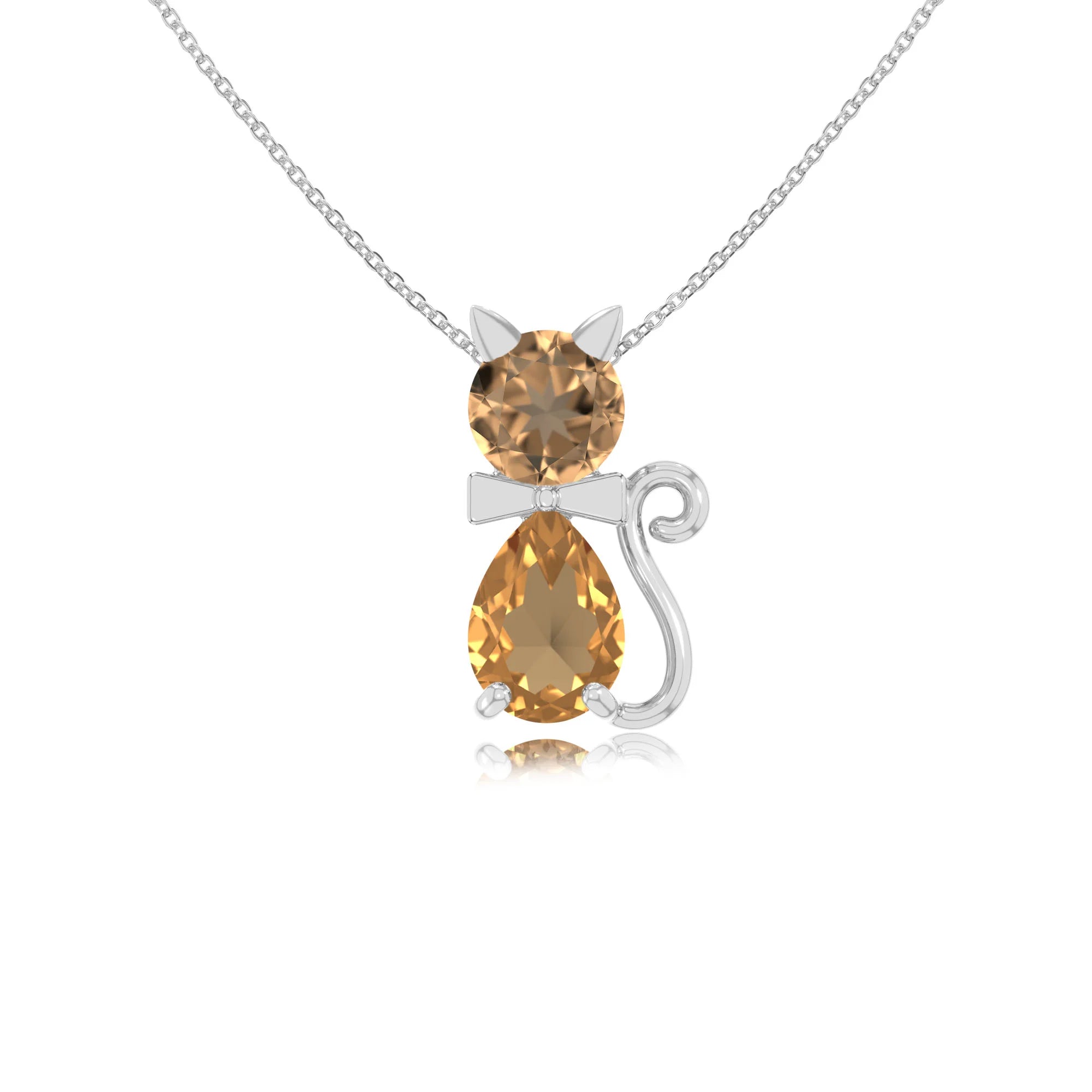 natural citrine cat necklaces in sterling silver 
