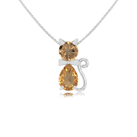 natural citrine cat necklaces in sterling silver 