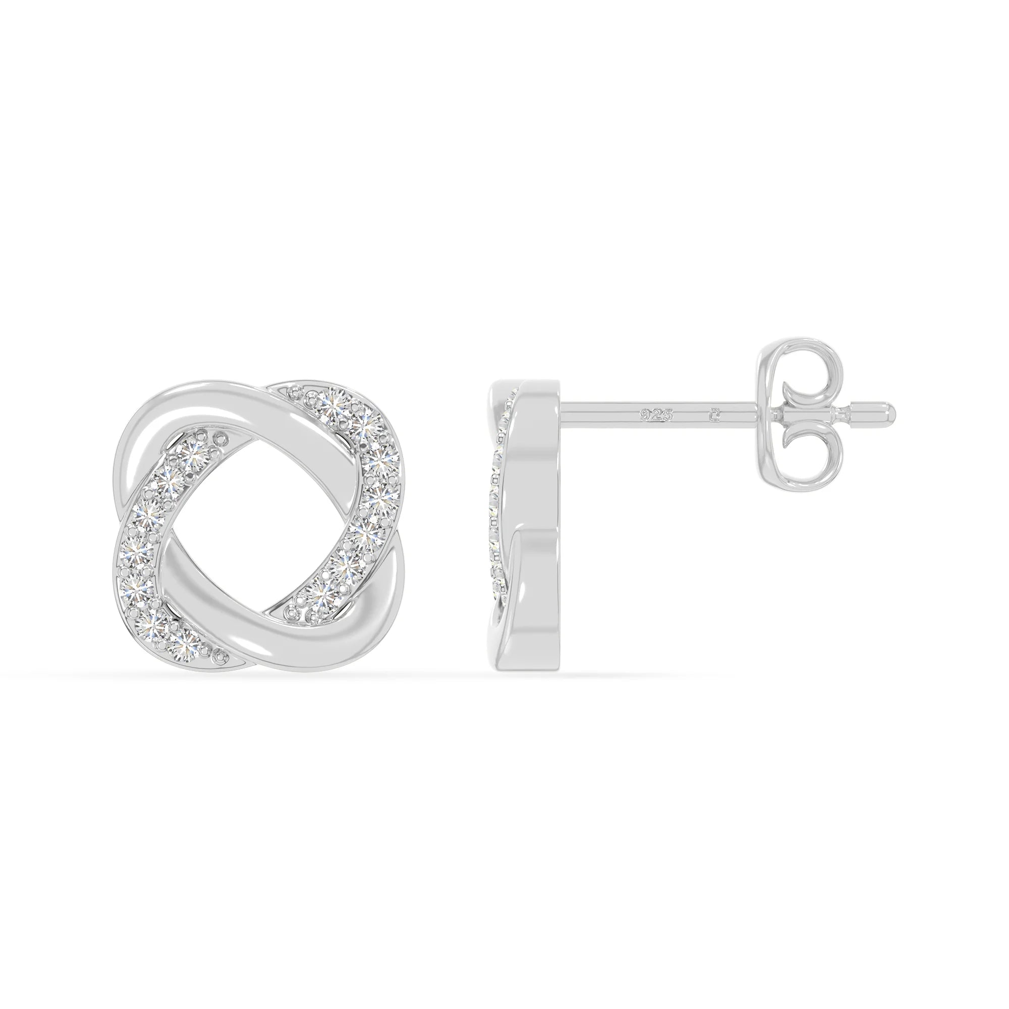 moissanite knot-love stud earrings in sterling silver 