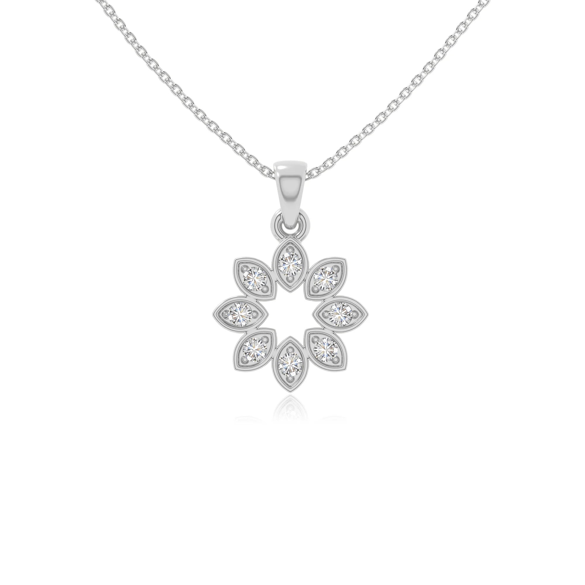 moissanite flower necklaces in sterling silver 