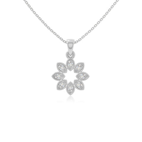 moissanite flower necklaces in sterling silver 