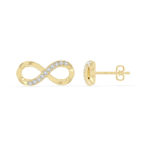moissanite infinity stud earrings in yellow gold vermeil 