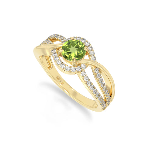 natural peridot solitaire engagement rings in yellow gold vermeil