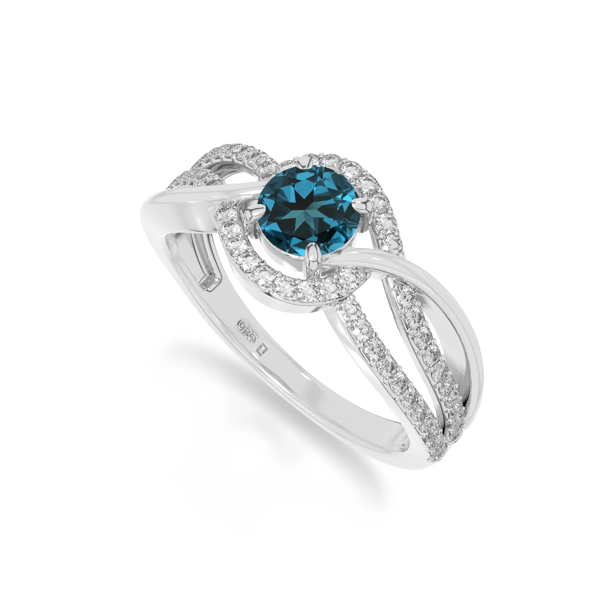 natural london blue topaz solitaire engagement rings in sterling silver 