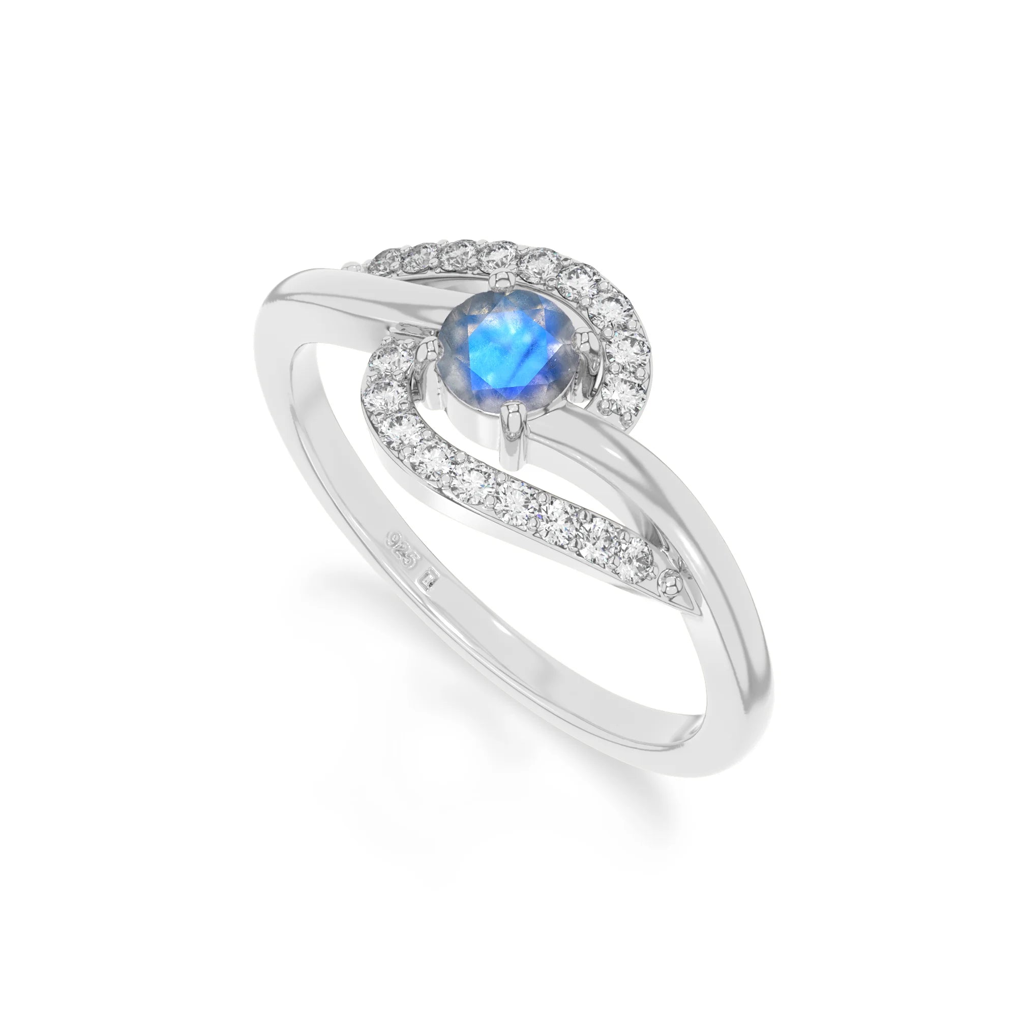 natural labradorite infinity solitaire rings in sterling silver 