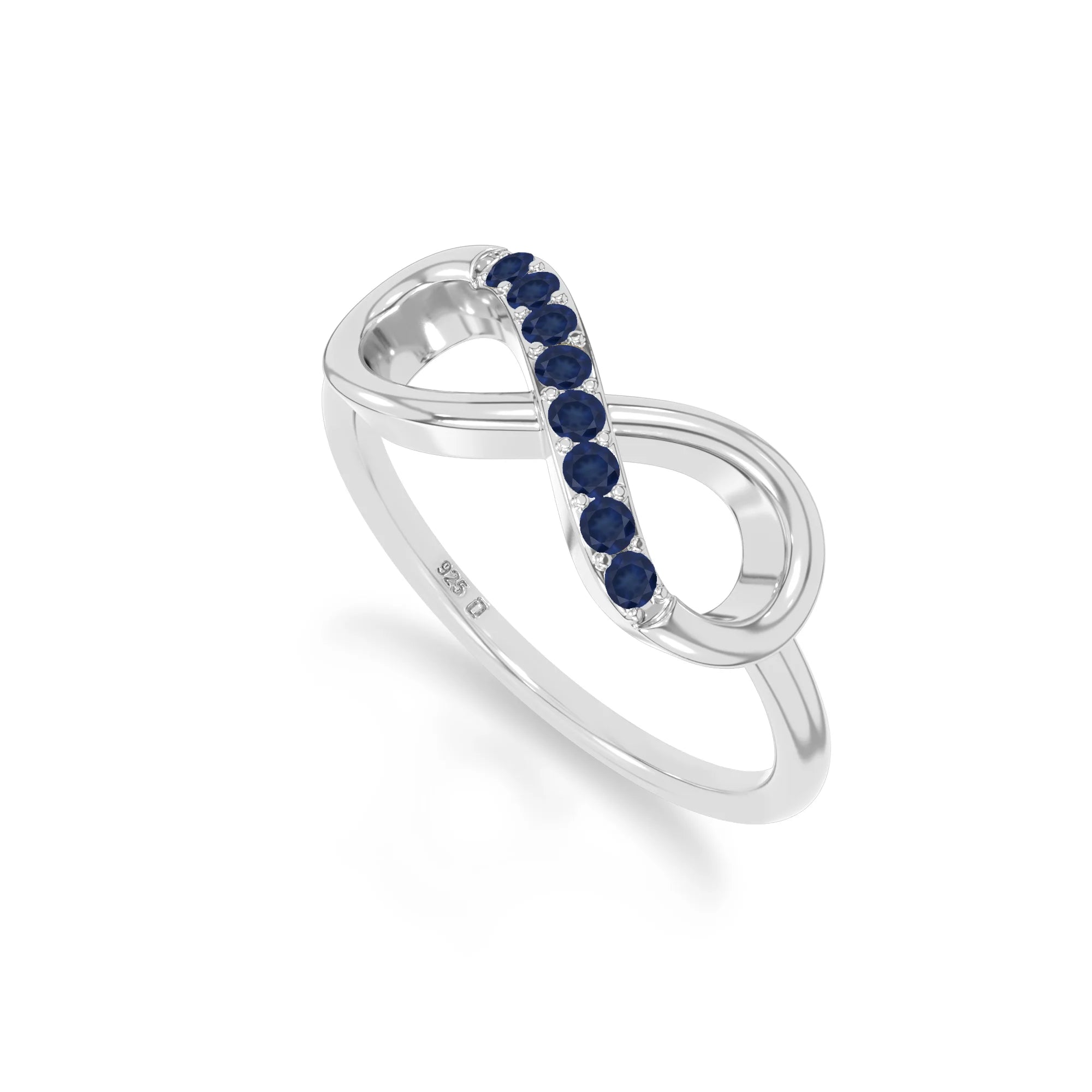 natural blue sapphire infinity promise rings in sterling silver 