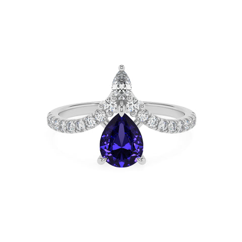 lab-grown tanzanite pear solitaire engagement ring