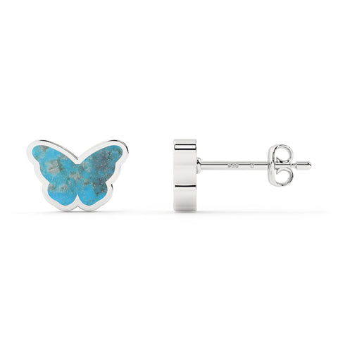 natural compressed turquoise butterfly shape stud earrings